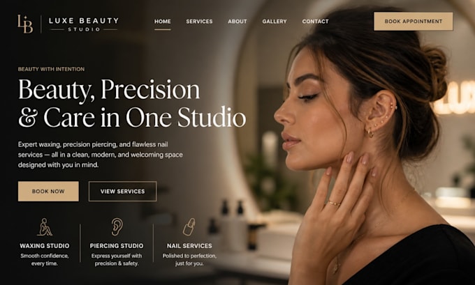design squarespace waxing studio website piercing studio nail technician website