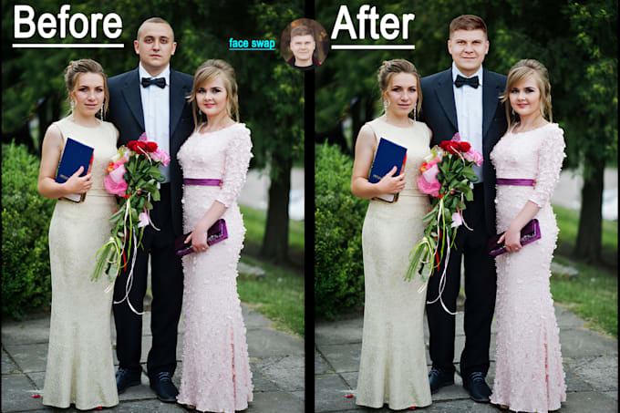 do realistic face swap and professional skin retouching
