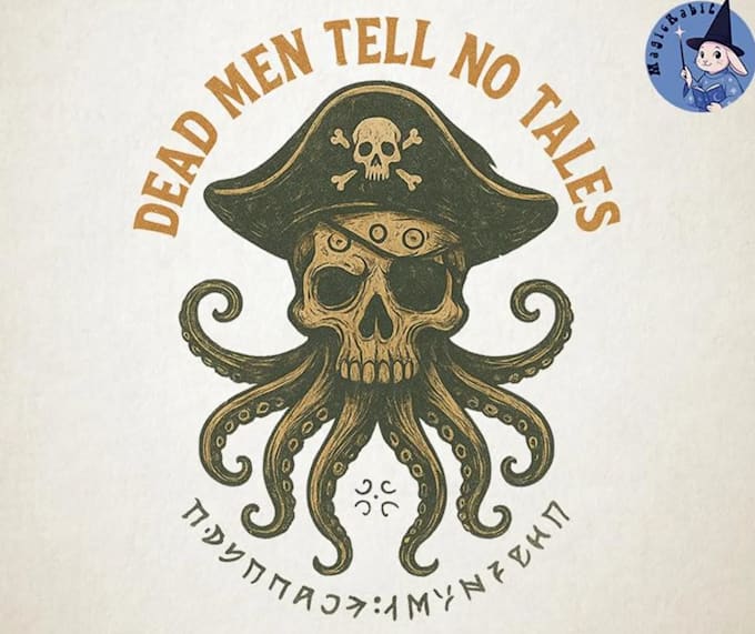 do vintage pirate skull octopus logo design