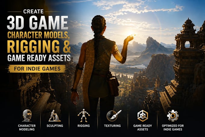 create 3d game character models, rigging and  game ready assets for indie games