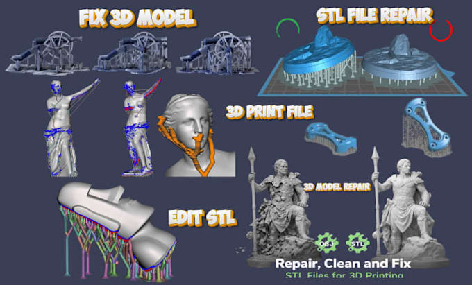 fix, repair, prepare, edit and convert your stl file, 3d cad model, step file