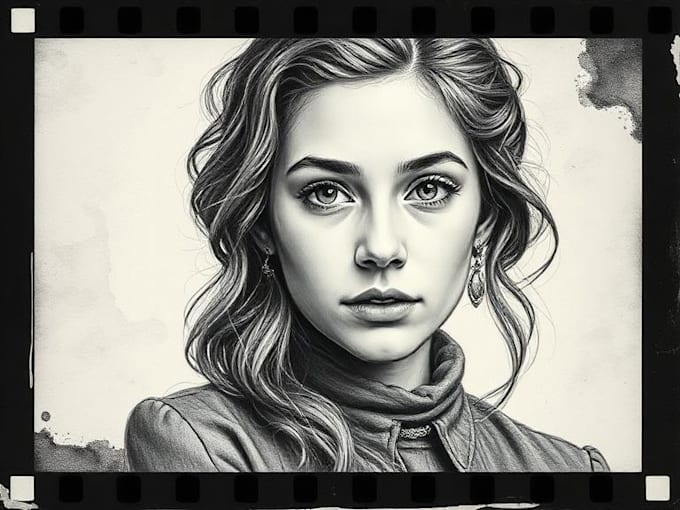 make a realistic pencil portrait and charcoal sketch