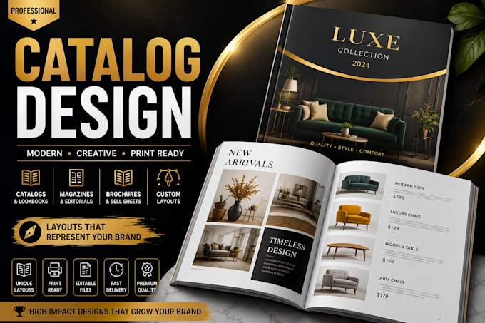 design modern product catalog lookbook magazine and sell sheet