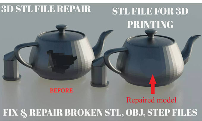create, fix, modify, repair stl file, cad, mesh fixing, 3d model for 3d printing