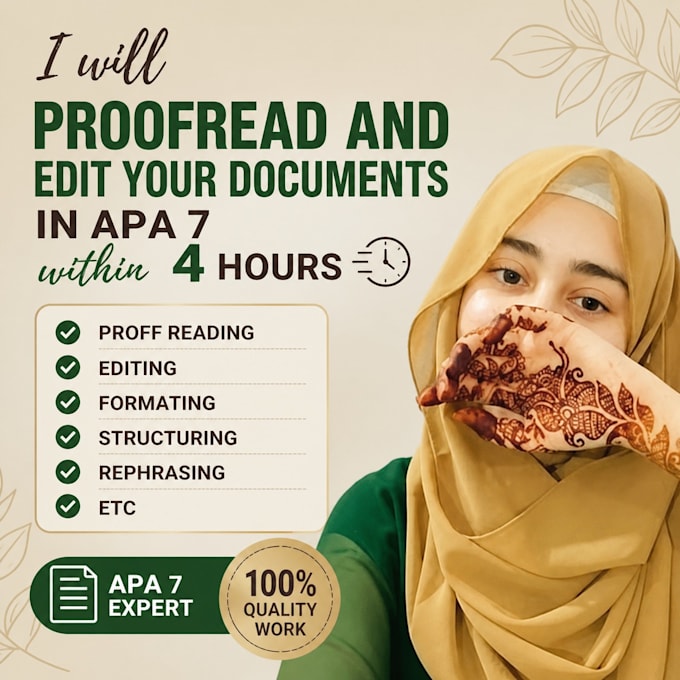 proofread and edit your document in apa 7 format within 4 hours