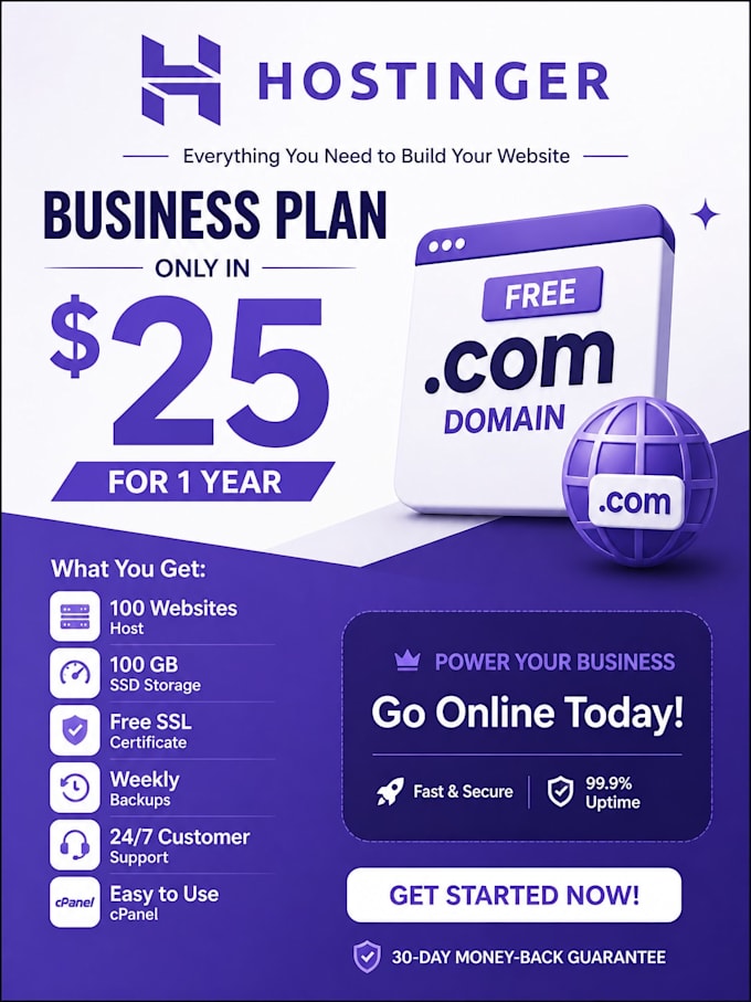 professional hostinger hosting setup with free domain