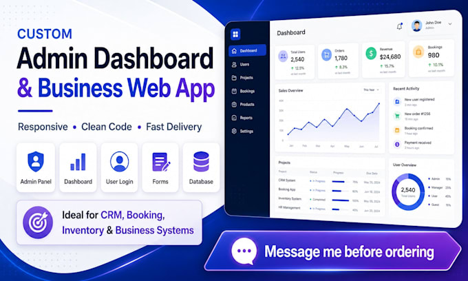 build a custom admin dashboard or business web app