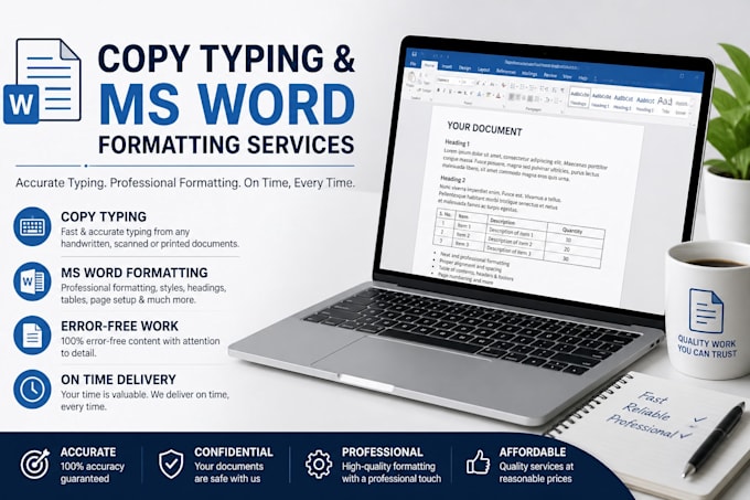 do fast copy typing and ms word formatting professionally