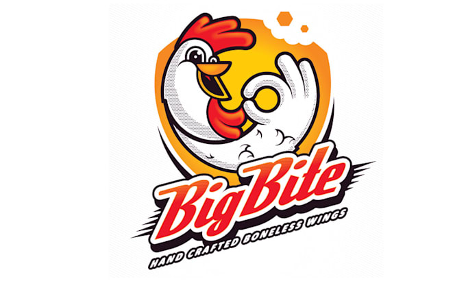 design big bite hand crafted boneless wings logo