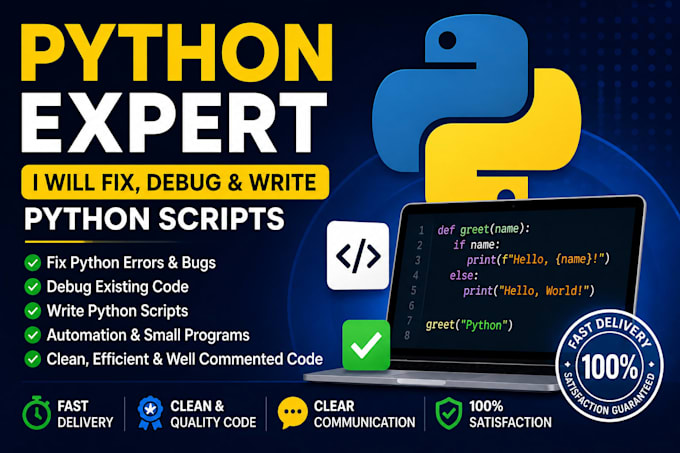 fix python errors, debug code and write python scripts