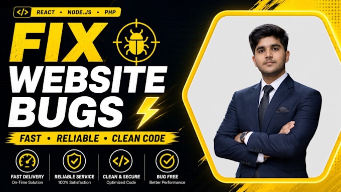 fix bugs and errors in your react node js or website quickly