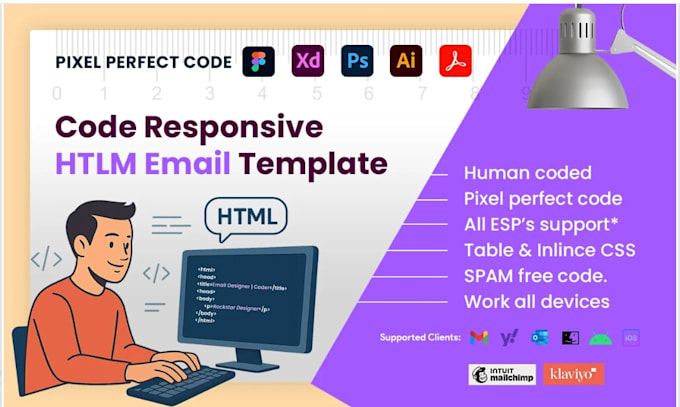 create responsive HTML email template from figma, PSD, PDF, or image