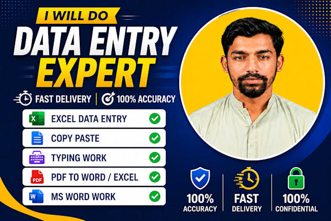 do fast and accurate data entry, excel, copy paste, typing work