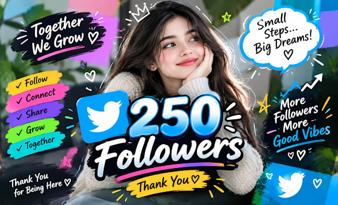 250 twitter followers as your need