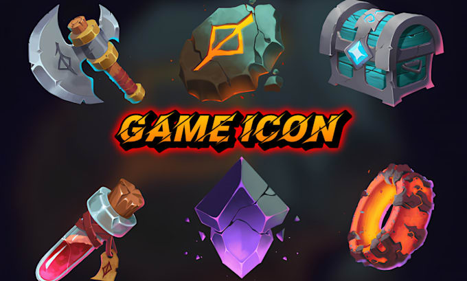 Handgezeichnete 2d-spiel-icons, ui, hud, sprites und spiel-assets entwerfen