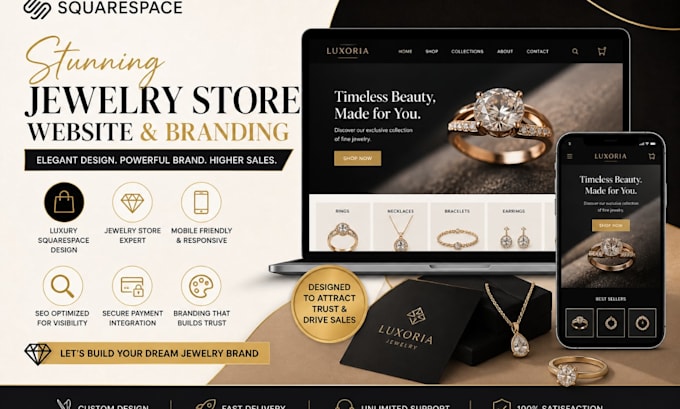 create squarespace website jewelry store and branding