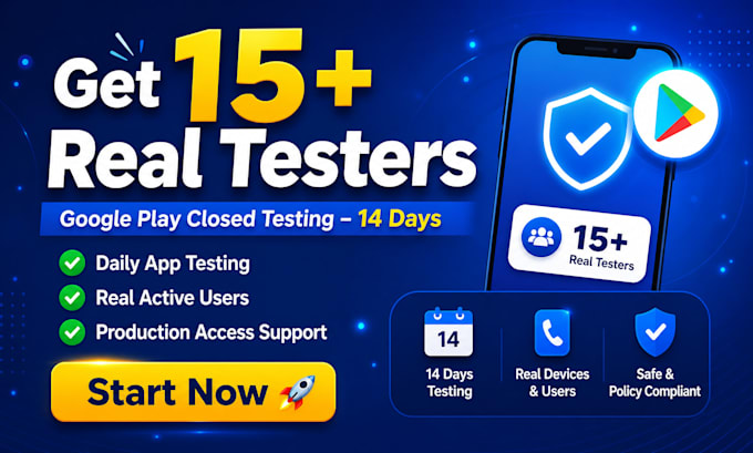 provide 15 plus google play testers for android app testing and closed testing