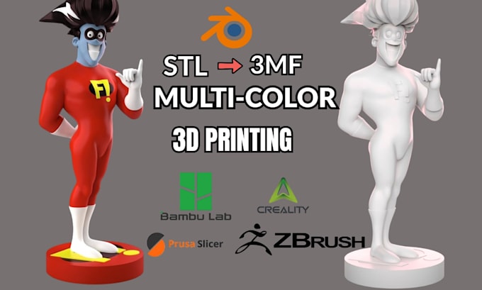 convert 2d to 3d model, color paint, split stl to 3mf bambu multicolor 3d sculpt