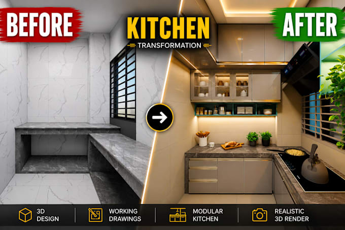 do kitchen design, kitchen interior, 3d render