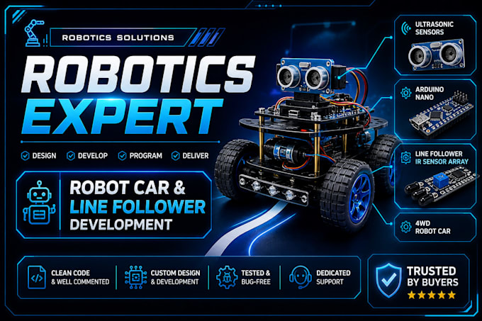 build robot car, line follower or obstacle avoidance robot