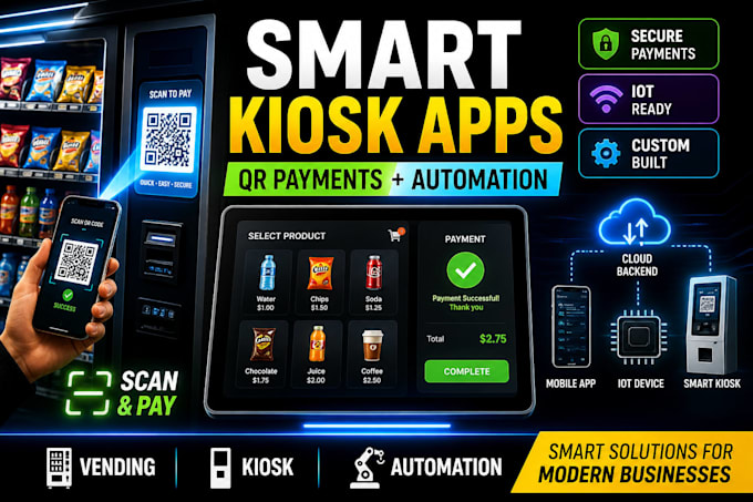 build qr code, smart device apps for vending machines, kiosks, automation system
