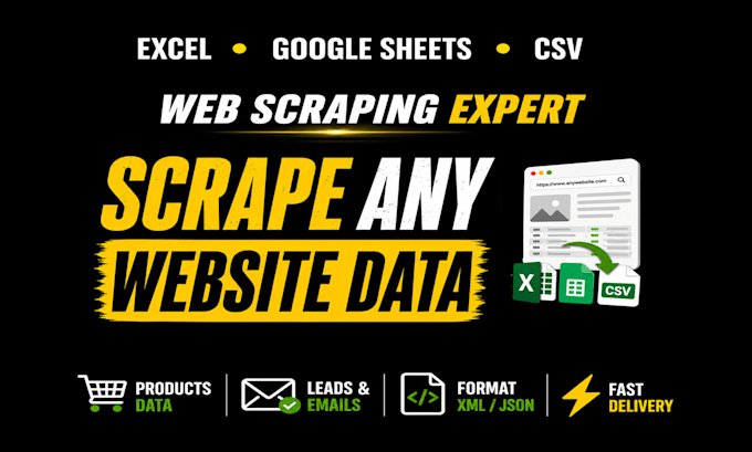 scrape data from any website into excel or google sheets