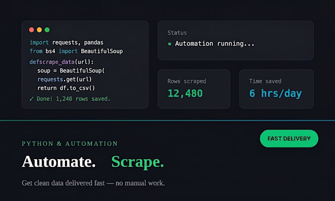 scrape data from any website and deliver it in excel or CSV