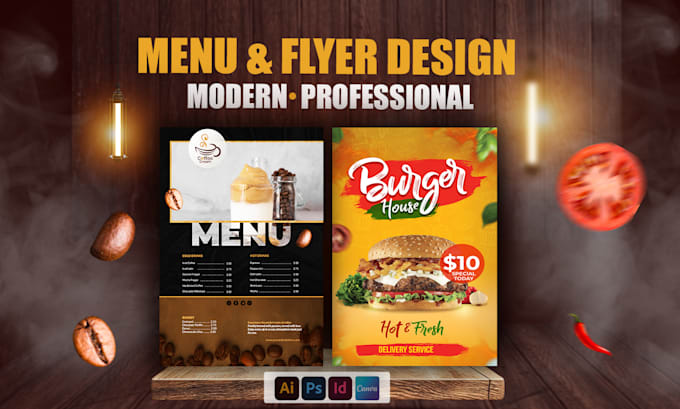design restaurant menu and food flyer
