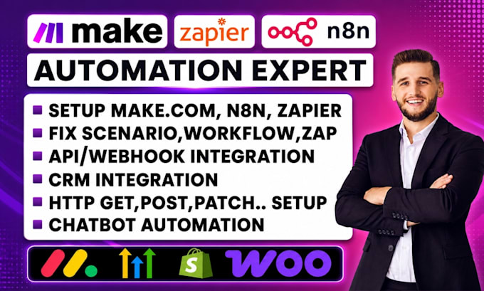 fix setup make com automation zapier automation n8n automation api and webhook