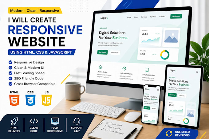 build modern responsive website and landing page