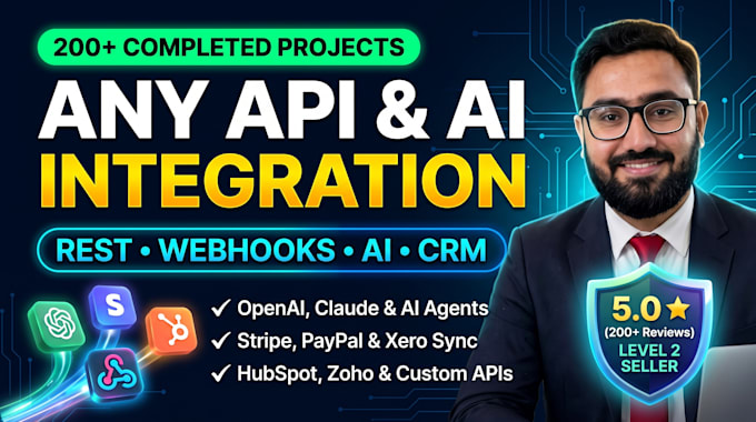 do custom api integration, rest api, webhooks, crm and ai automation
