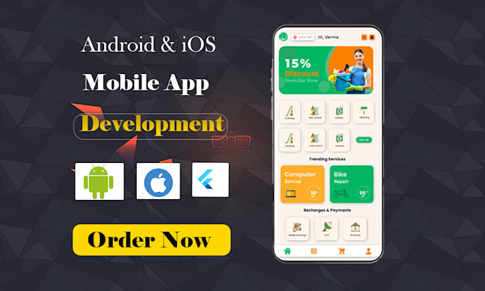 build flutter mobile app for android and ios with modern UI design