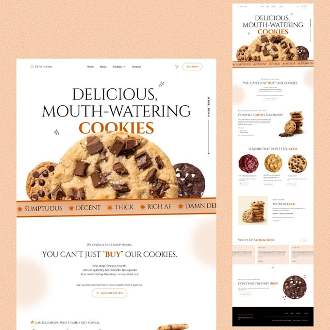 design a professional cake, cookie website