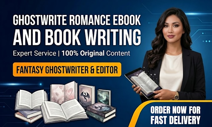 ghostwrite romance ebook, book writer, fantasy ghost book writer, book editor