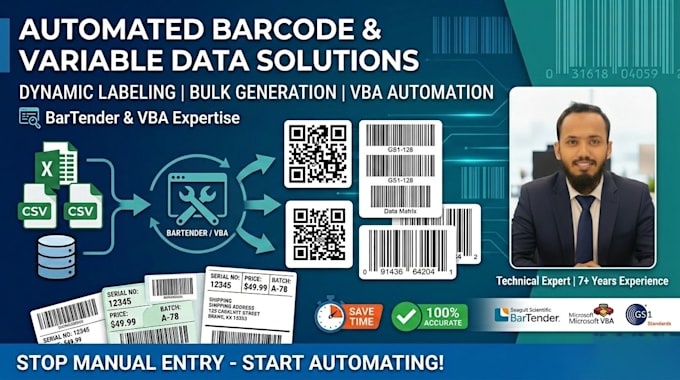 do automated barcode and variable data label design using bartender and vba