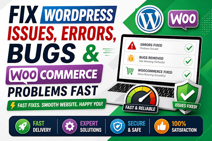 fix wordpress issues, errors, bugs and woocommerce problems fast
