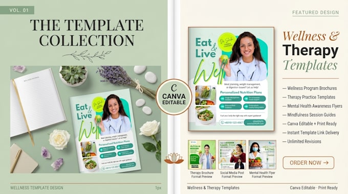 create editable canva wellness program templates and therapy brochures design