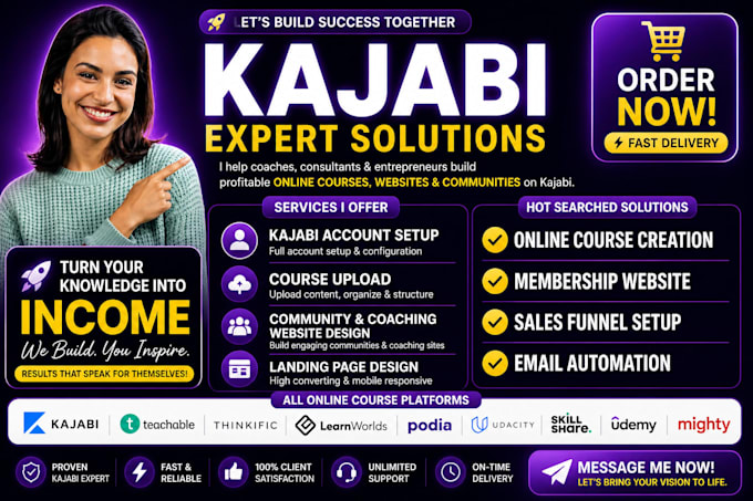 kajabi online course, kajabi website teachable thinkific elearning online course