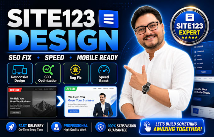 design site123 website, fix errors and optimize SEO for fast ranking