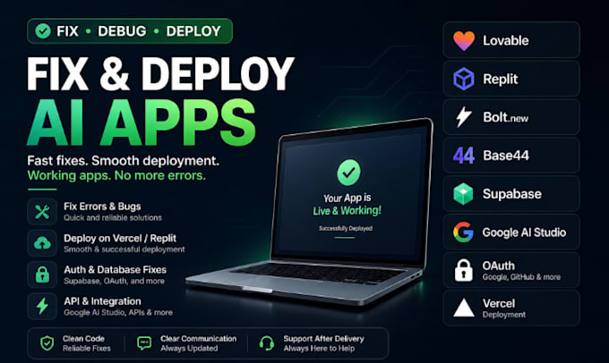 fix deploy lovable replit supabase google ai studio base44 bolt v0 oauth vercel