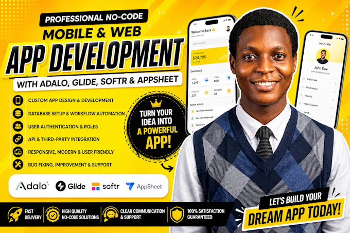 build mvp mobile app using glide airtable softr adalo expert