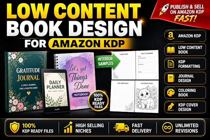 design and format KDP journal planners low content book interior for amazon