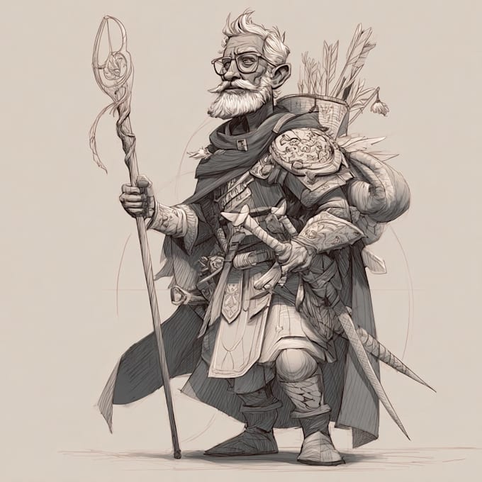 draw dnd character design and illustration
