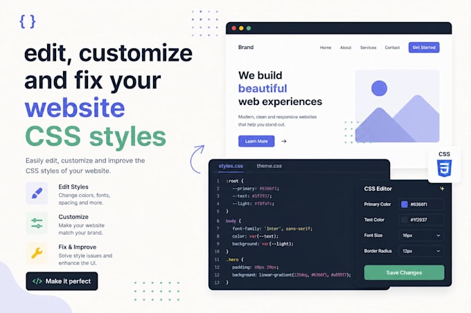 edit, customize and fix your website CSS styles