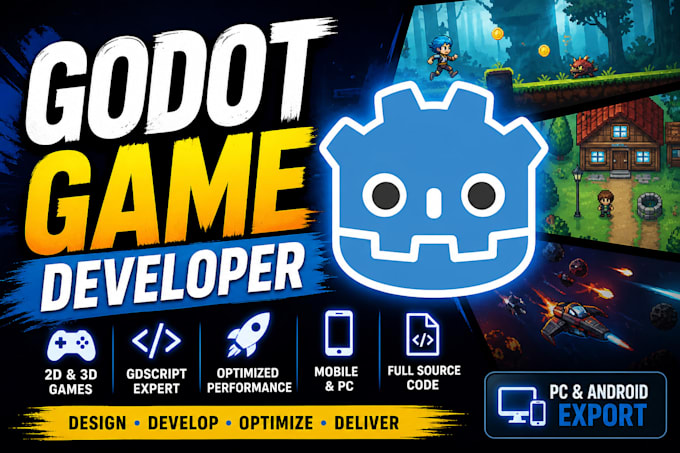 develop or fix your godot 2d game with full feature and optimization