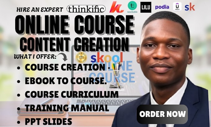 write course modules, upload content, and design PPT slides for training