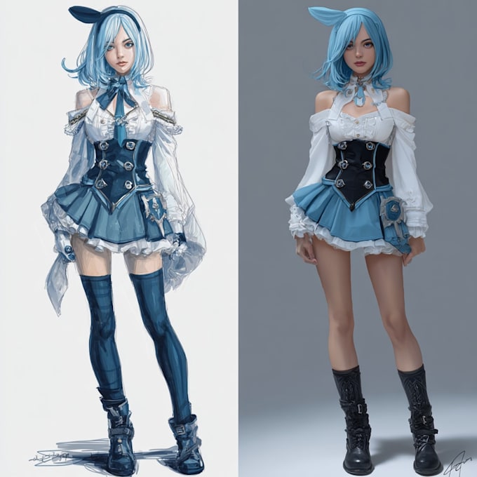 Draw custom custom character design, anime oc, dnd, vtuber or game ...