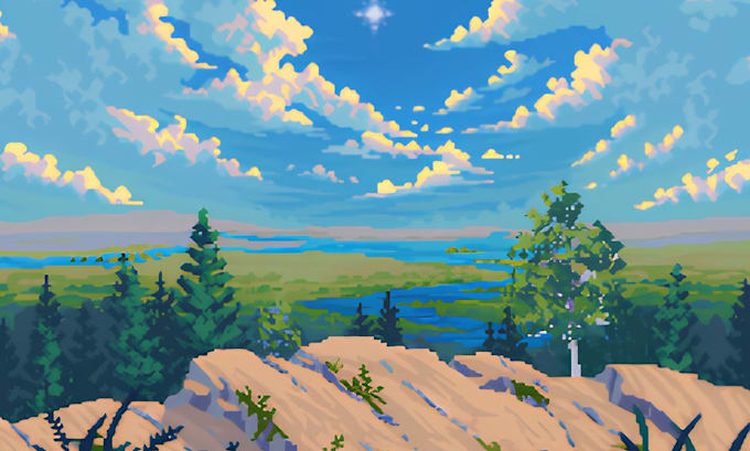 create pixel art background animation loop pixel environment scene animated gif