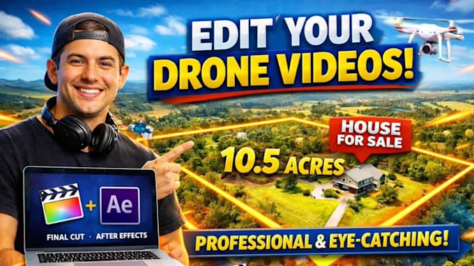 real estate drone editing property highlight fast 24h delivery