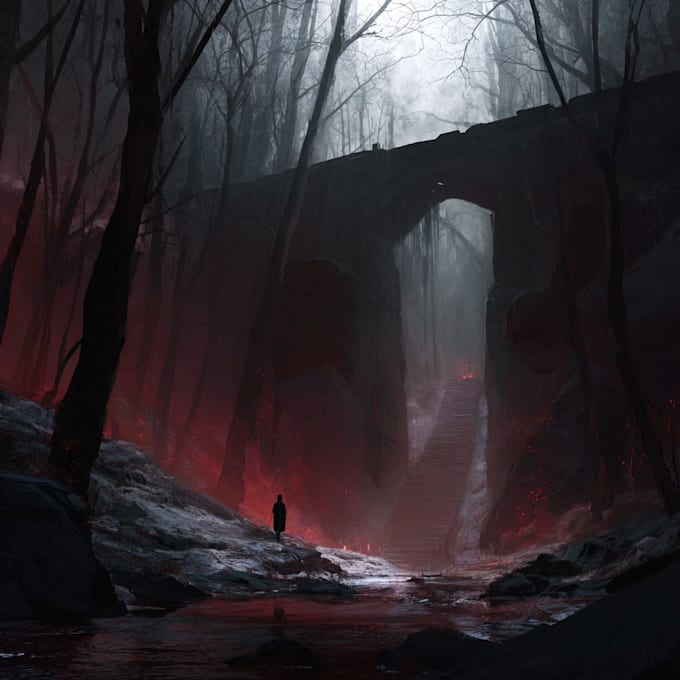 do mystical horror dark environment concept art or landscape